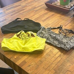 Onzie Black, Neon Yellow, and Black & White Patterned Tank Tops